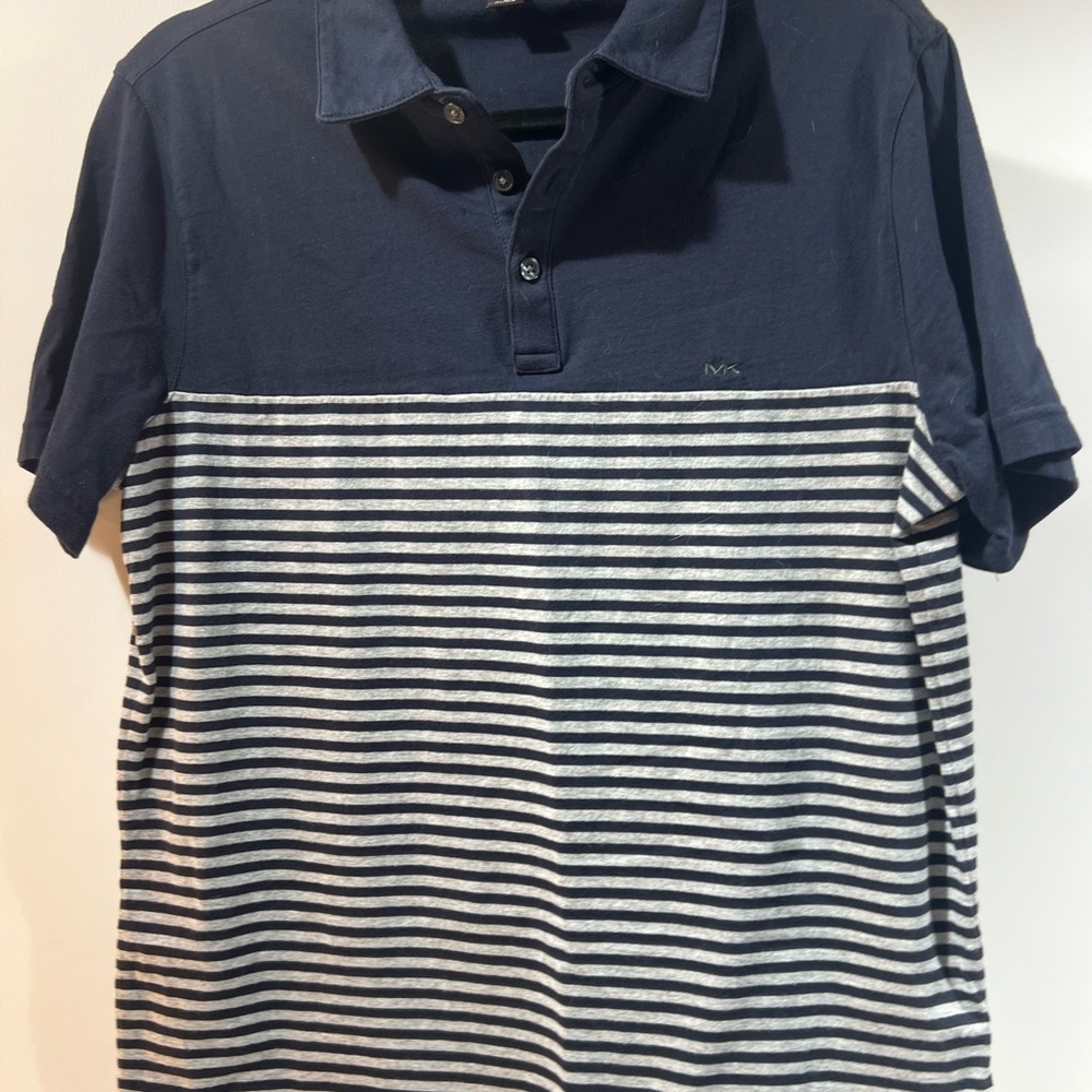 Michael Kors Blue and White Polo Shirt Classic Stripes
